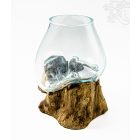 Üveg tál fa gyökéralapon - 12 cm