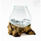 Üveg tál fa gyökéralapon - 12 cm