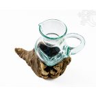 Üveg kancsó fa gyökéralapon - 13 cm