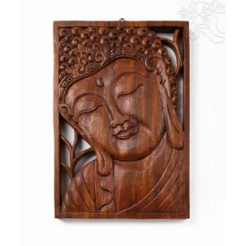 Buddha faragott fali kép - 29x20 cm