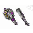 Tükör fésűvel - színes, pávatoll motívummal díszített