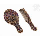 Tükör fésűvel - színes, pávatoll motívummal díszített