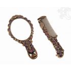 Tükör fésűvel - színes, pávatoll motívummal díszített