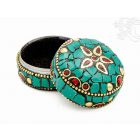 Firoza ékszertartó doboz - kövekkel kirakott - kicsi