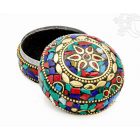 Firoza ékszertartó doboz - kövekkel kirakott - közepes