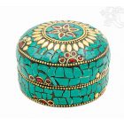 Firoza ékszertartó doboz - kövekkel kirakott - nagy