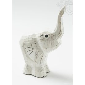  Fa elefánt, fehér kicsi - 15 cm 