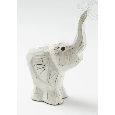  Fa elefánt, fehér kicsi - 15 cm 