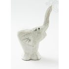  Fa elefánt, fehér közepes - 17 cm 