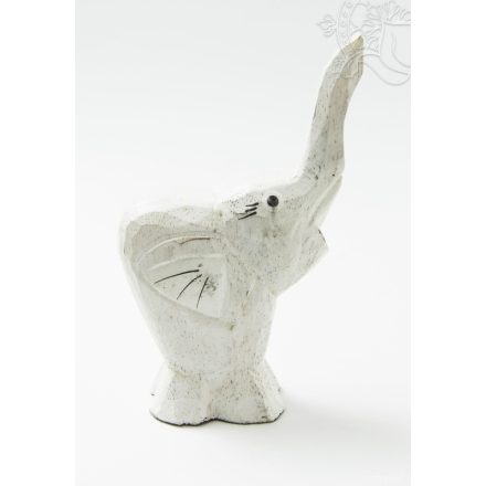  Fa elefánt, fehér közepes - 17 cm 
