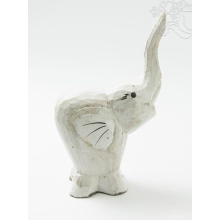  Fa elefánt, fehér nagy - 19 cm 