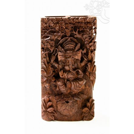 Ganesha térbeli faragott fali dísz - 40x20 cm