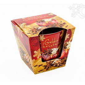   Dísz poharas illatgyertya - karácsonyi sült alma, fahéj, fűszerek