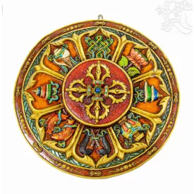 Tibeti 8 szerencsejeles falidísz dupla dorjéval - 45 cm