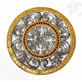 Arany-ezüst mandala fali dísz – faragott fa, 30 cm