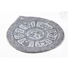 Sziklából faragott falidísz, Om Mani Padme Hum mantrával, Buddha szemmel