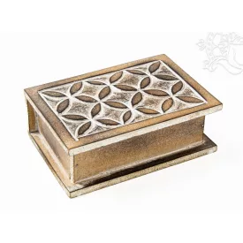 Életfa mintás fa doboz, antik – 15 cm