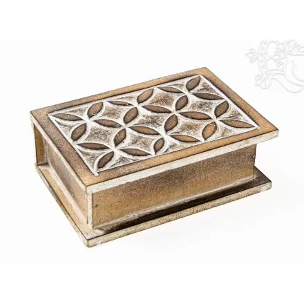 Életfa mintás fa doboz, antik – 15 cm