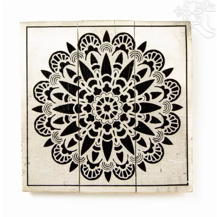 Fa fali függő, nyomott mandala mintával - 30cm