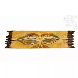 Buddha szeme fa fali dísz, arany-bronz - 25 x 100 cm