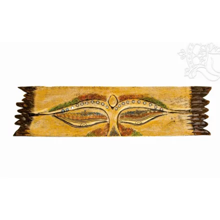 Buddha szeme fa fali dísz, arany-bronz - 25 x 100 cm