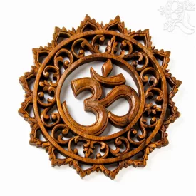 Mandala fa fali függő OM-mal - 30 cm