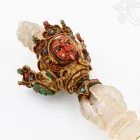 Hegyikristály Vadzsra Kilaya phurba, aranyozott – 37 cm