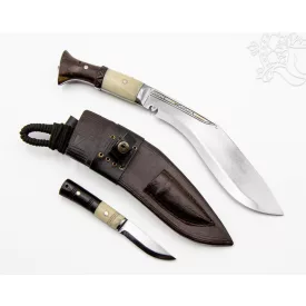 Khukuri, bivalycsont nyelű prémium nepáli kés – 46 cm
