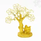 Nevető Buddha szobor virágzó fával - 20 cm