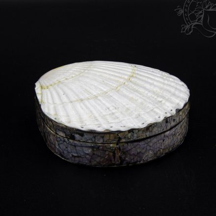 Kagylós ékszertartó doboz - fehér legyező