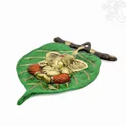 Ganesha Bódhi levélen fém fali függő - 20 cm