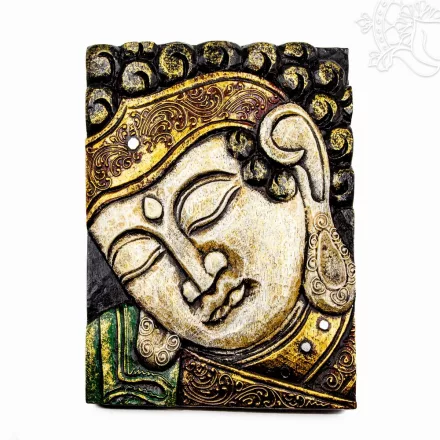 Buddha fejes fa fali dísz - 23 x 30 cm