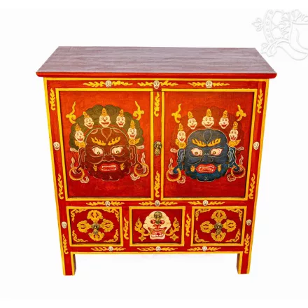 Nepáli szekrény Mahakala díszítéssel