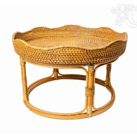 Rattan tálcás kínálóasztal – 42 cm