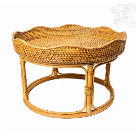 Rattan tálcás kínálóasztal – 42 cm