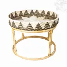 Rattan tálcás kínálóasztal – 50 cm