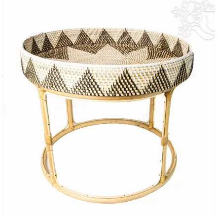 Rattan tálcás kínálóasztal – 60 cm