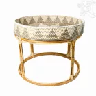 Rattan tálcás kínálóasztal – 50 cm