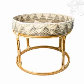 Rattan tálcás kínálóasztal – 50 cm