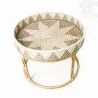 Rattan tálcás kínálóasztal – 50 cm