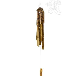 Bambusz szélcsengő, antik, mintás - 150 cm