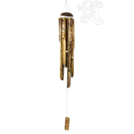 Bambusz szélcsengő, antik, virágmintás - 150 cm