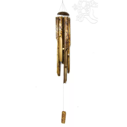 Bambusz szélcsengő, antik, virágmintás - 150 cm
