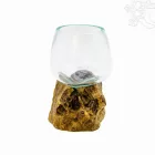 Üveg tál fa gyökéralapon - 9 cm