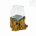 Üveg tál fa gyökéralapon - 9 cm