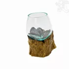 Üveg tál fa gyökéralapon - 9 cm