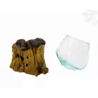 Üveg tál fa gyökéralapon - 9 cm