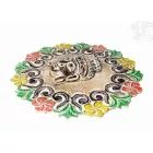 Buddha fejes, virágmintás fa fali dísz – 60 cm