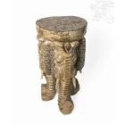Elefántfejes faragott fa virágtartó, lerakóasztal – 26 cm