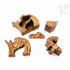 Elefánt kicsinyével fa titokdoboz – 12 cm